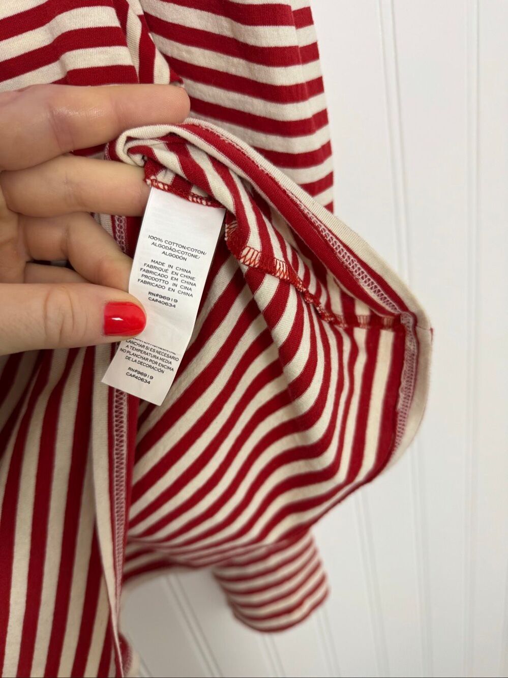Marc Jacobs Striped Puff Long Sleeve Top Size XS Red White 100% Cotton - Picture 6 of 8